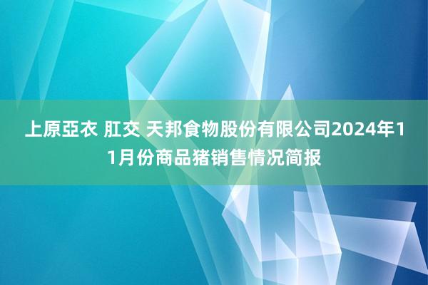 上原亞衣 肛交 天邦食物股份有限公司2024年11月份商品猪销售情况简报